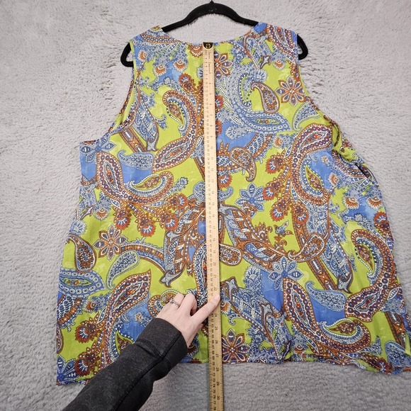 Belle by Kim Gravel Tank Cardigan Set Sz 2X Paisley Boho Travel Coastal Resort - Picture 8 of 16